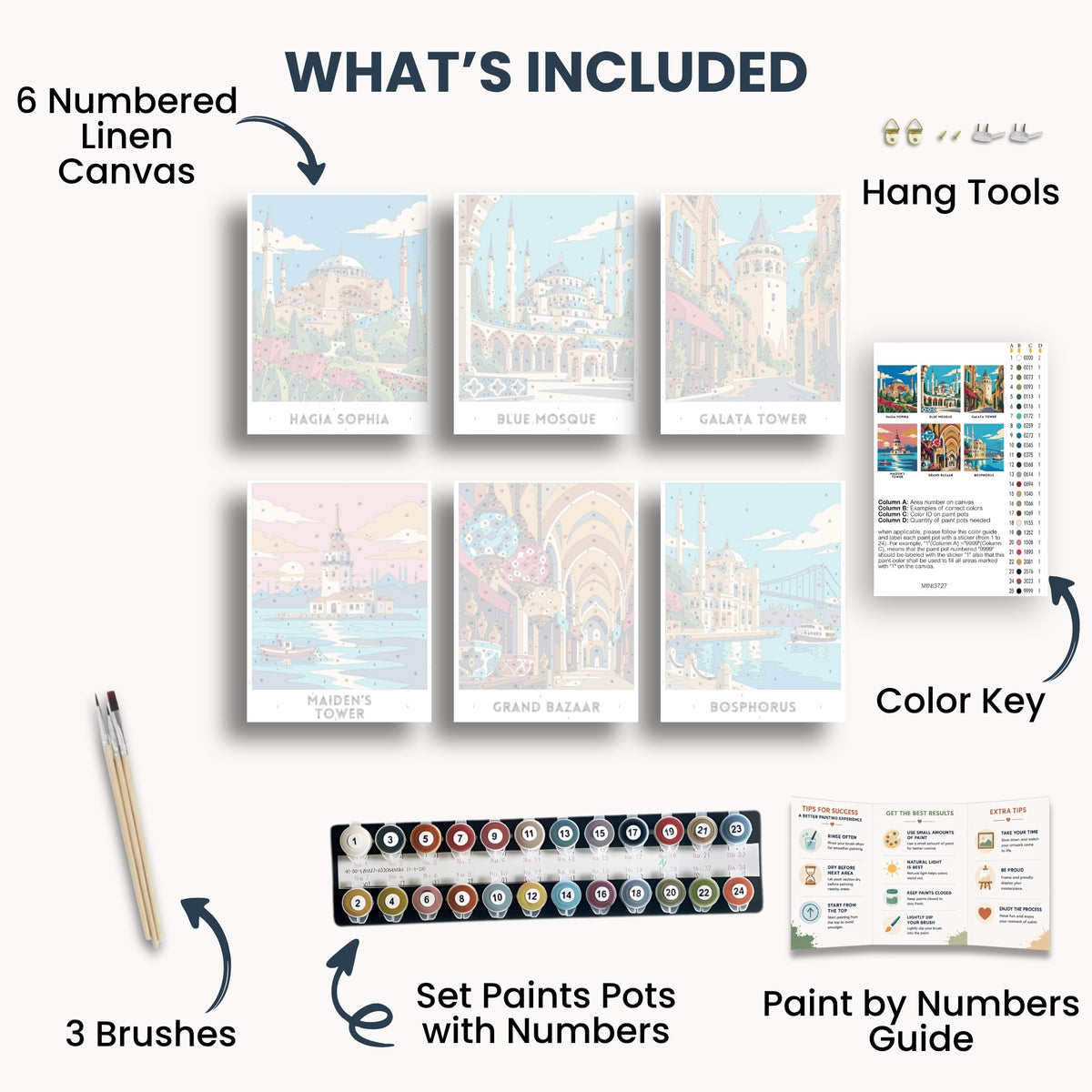 Istanbul travel poster mini paint by numbers collection