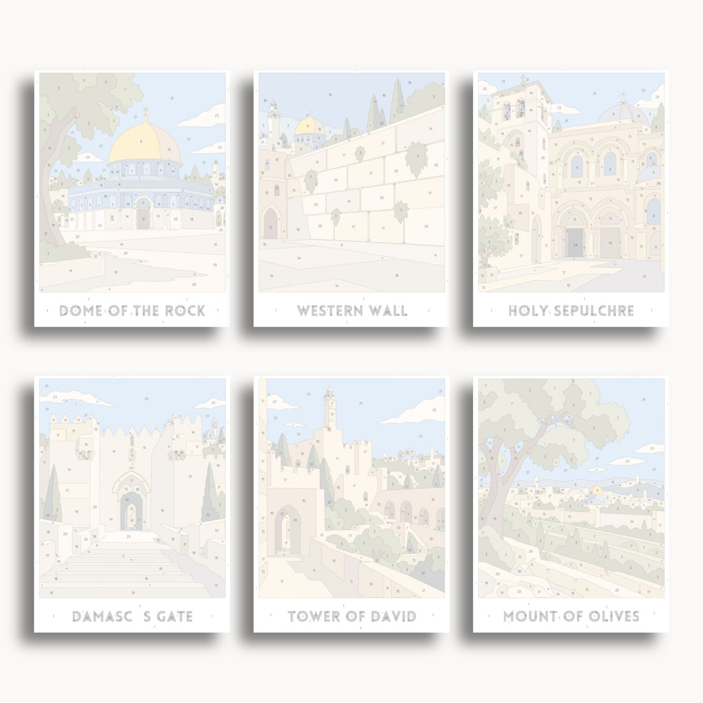 Jerusalem travel poster mini paint by numbers collection