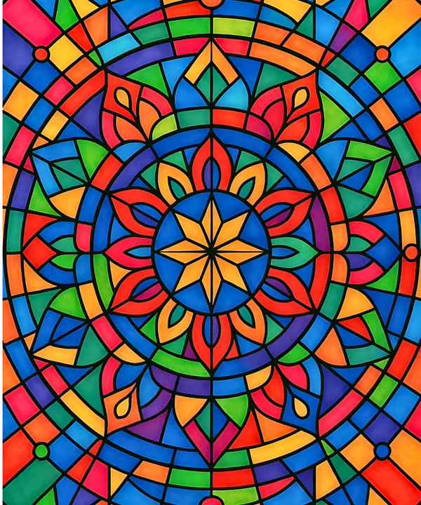 Close-up of the Kaleido Glow Mandala linen canvas showing detailed numbered sections for easy and precise painting
