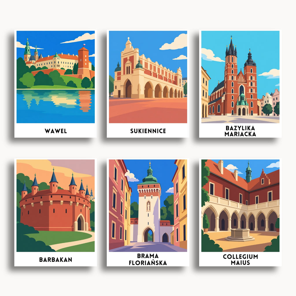 Krakow travel poster mini paint by numbers collection
