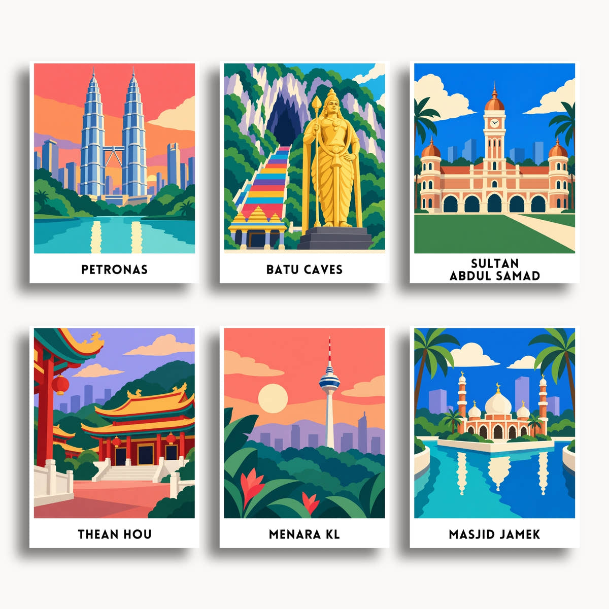 Kuala Lumpur travel poster mini paint by numbers collection