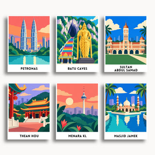 Kuala Lumpur travel poster mini paint by numbers collection