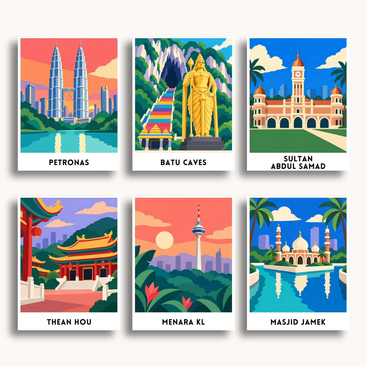 Kuala Lumpur travel poster mini paint by numbers collection