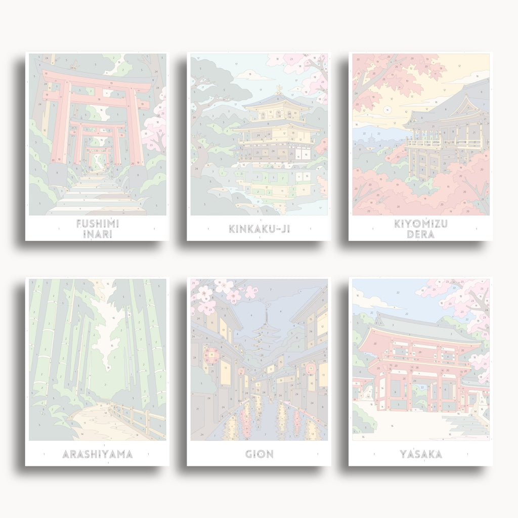 Kyoto travel poster mini paint by numbers collection