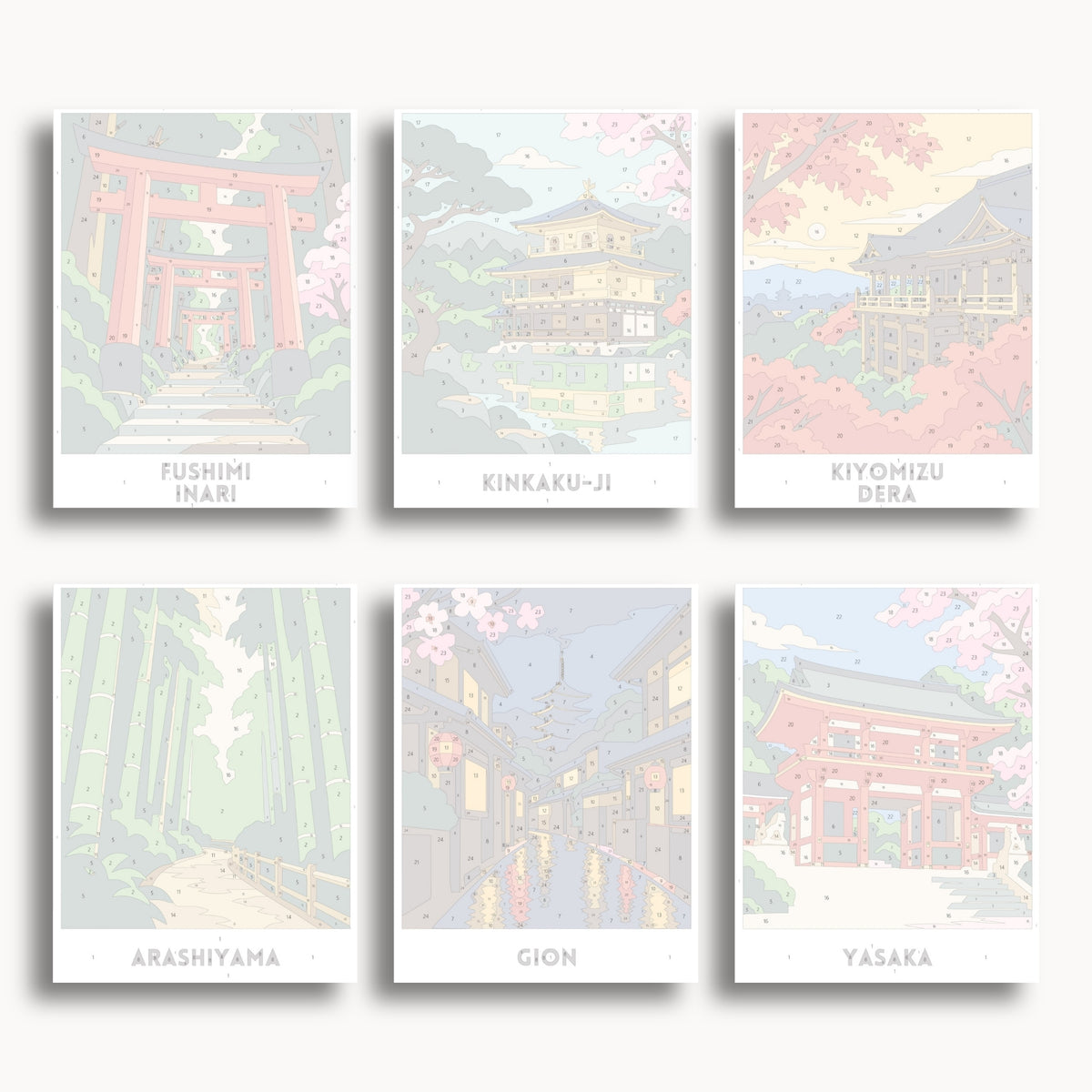 Kyoto travel poster mini paint by numbers collection