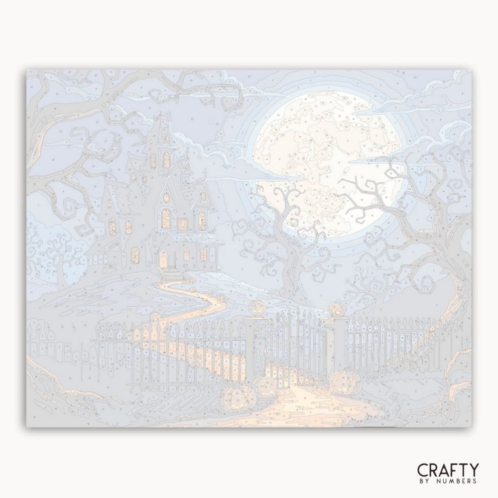 Decorative paper with a tree and house design, suitable for crafts.