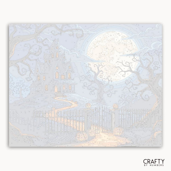 Decorative paper with a tree and house design, suitable for crafts.