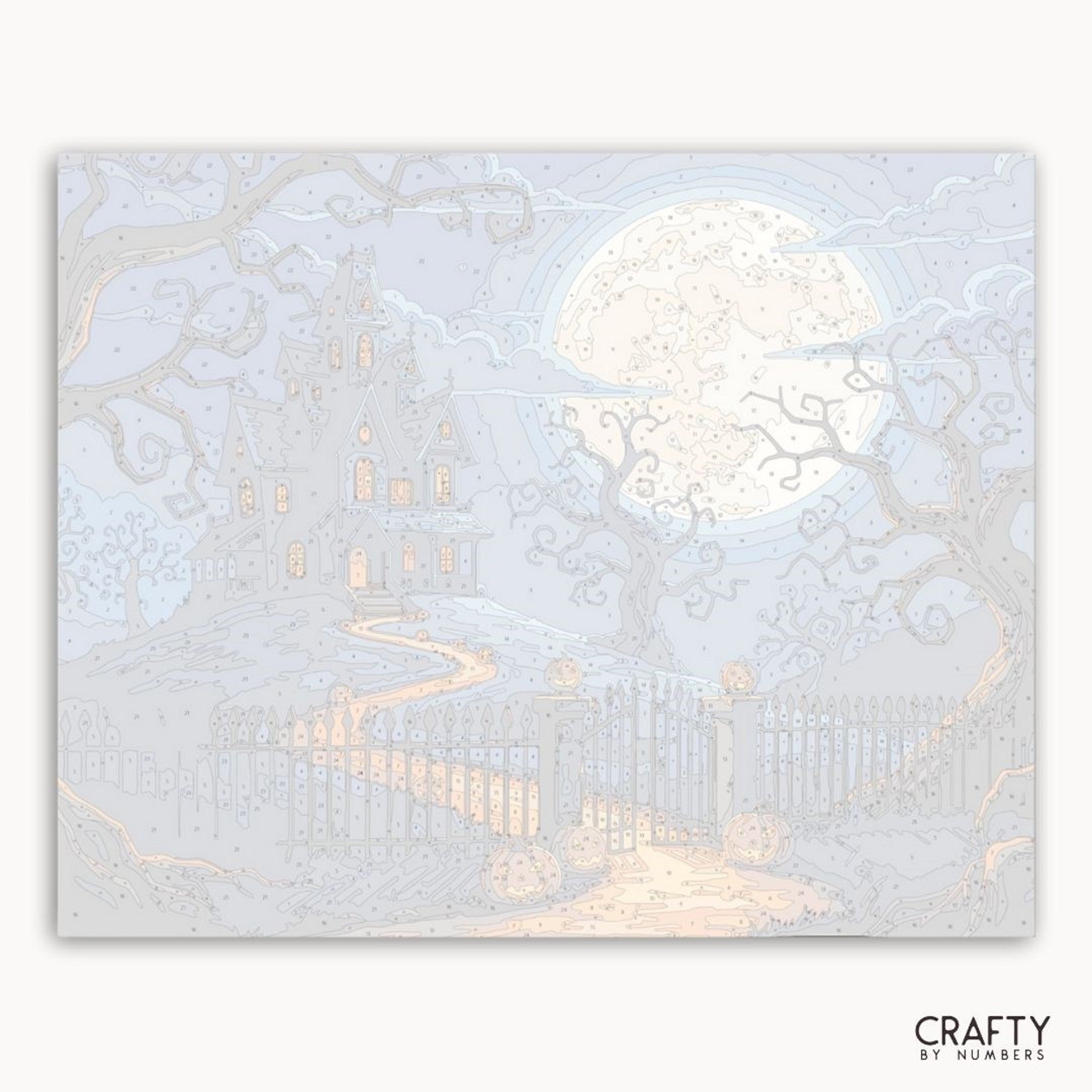 Decorative paper with a tree and house design, suitable for crafts.