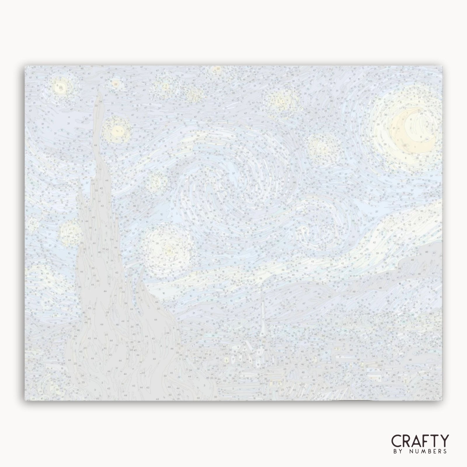 Starry Night numbered reference sheet with swirling sky and stars