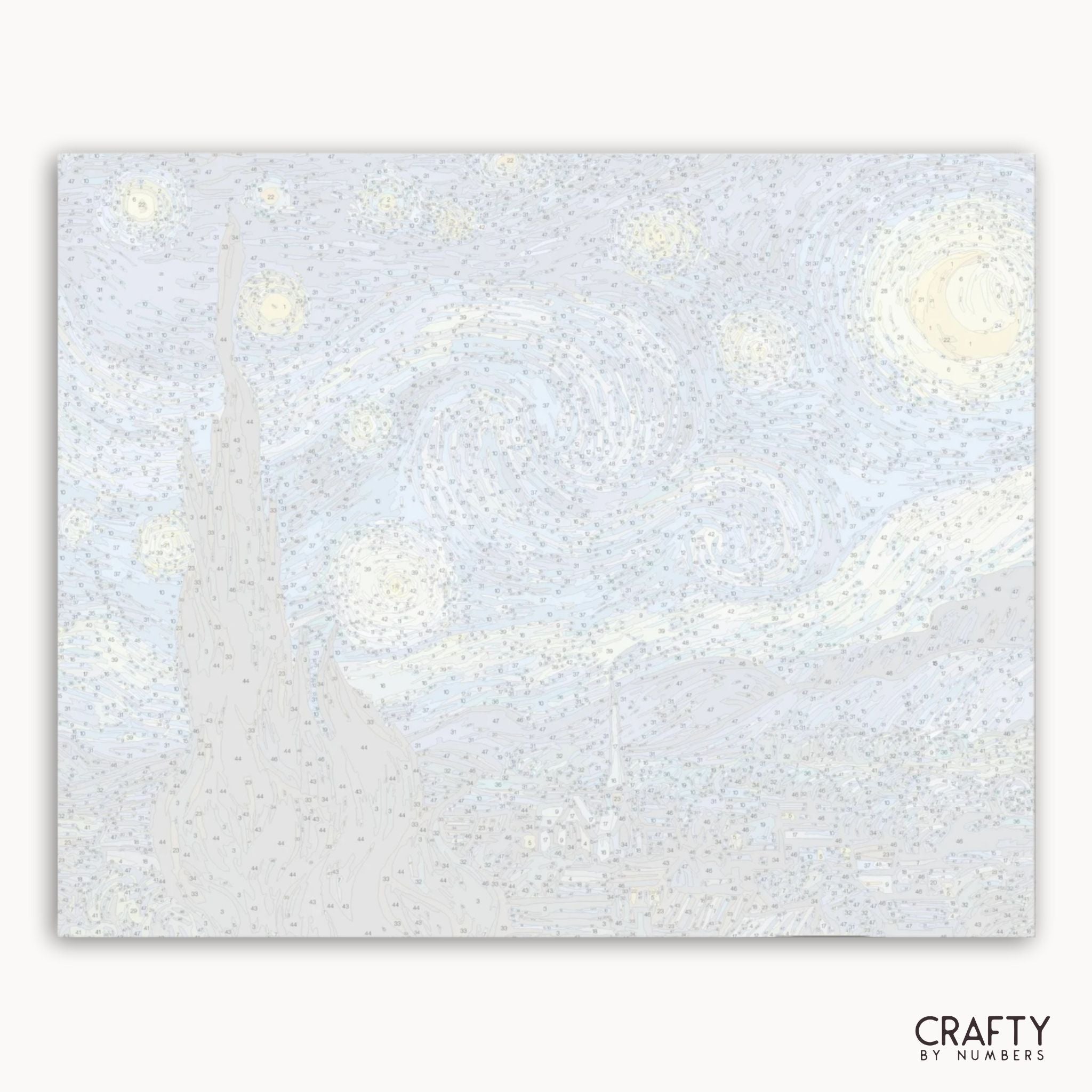 White paper with gold stars on a white background, branded 'Crafty by Numbers'.