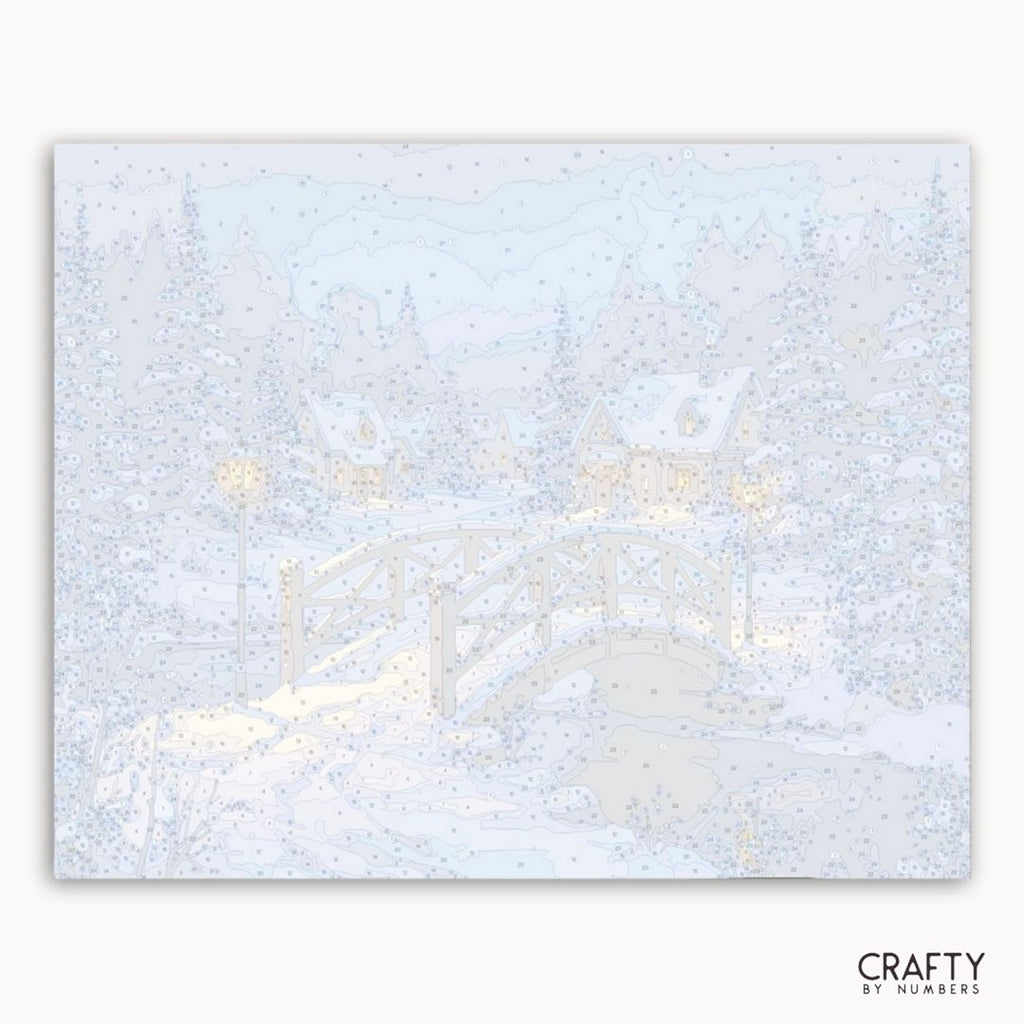 Numbered canvas preview for Bridge to Christmas Eve, showing the outlined painting sections.