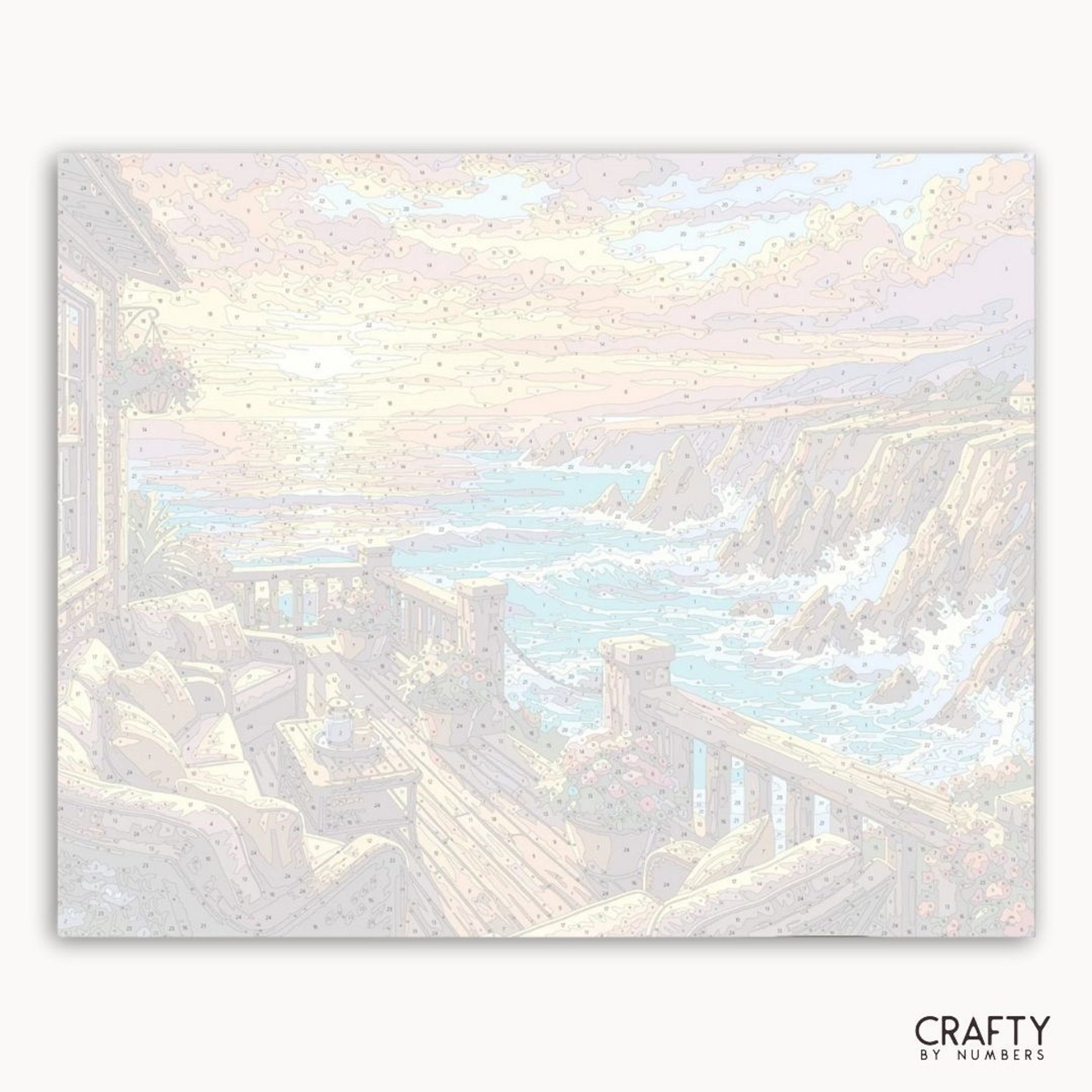 Iridescent foil sheet with a landscape design, featuring the brand 'Crafty by Numbers'.