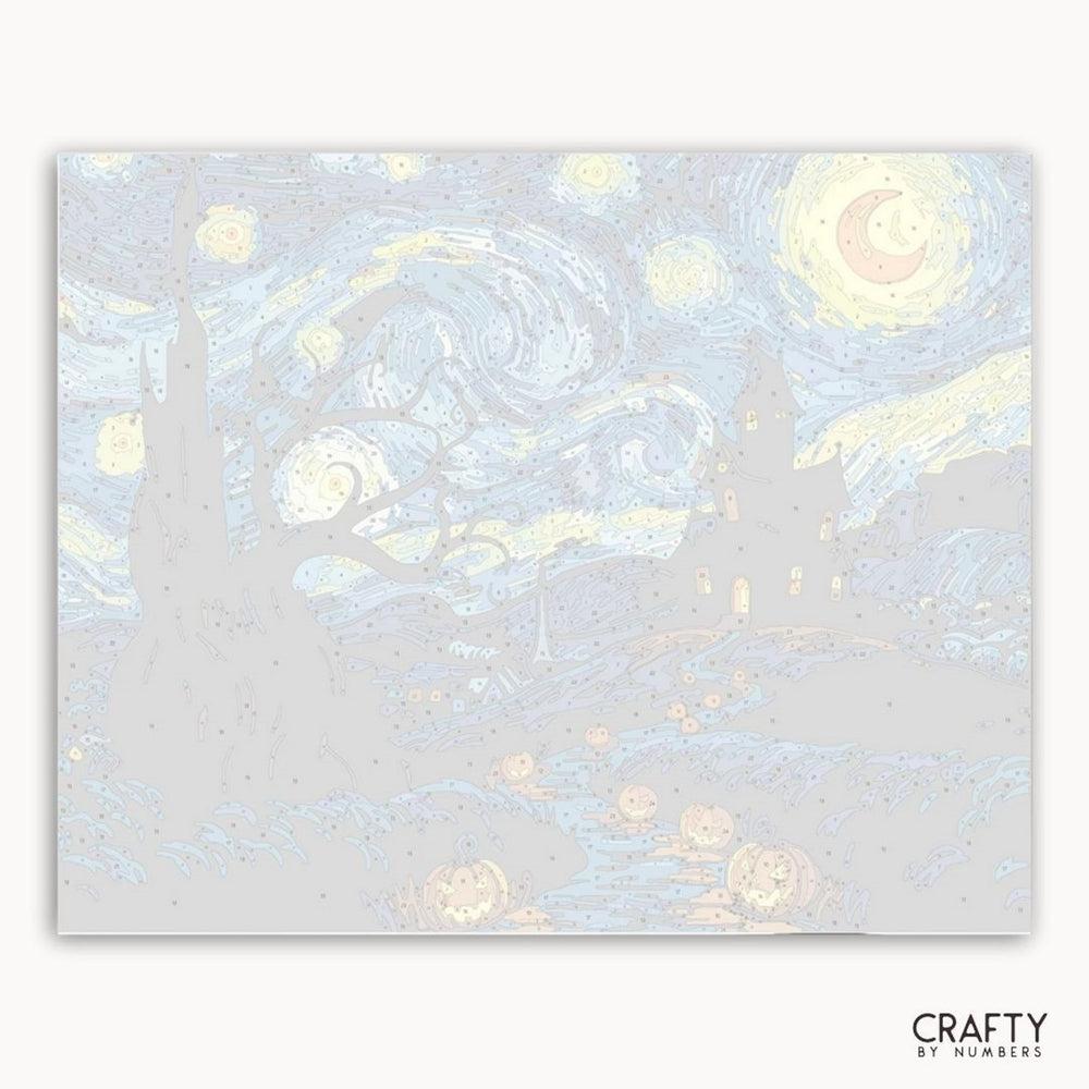 Holographic paper with starry night design and 'Crafty by Numbers' branding.