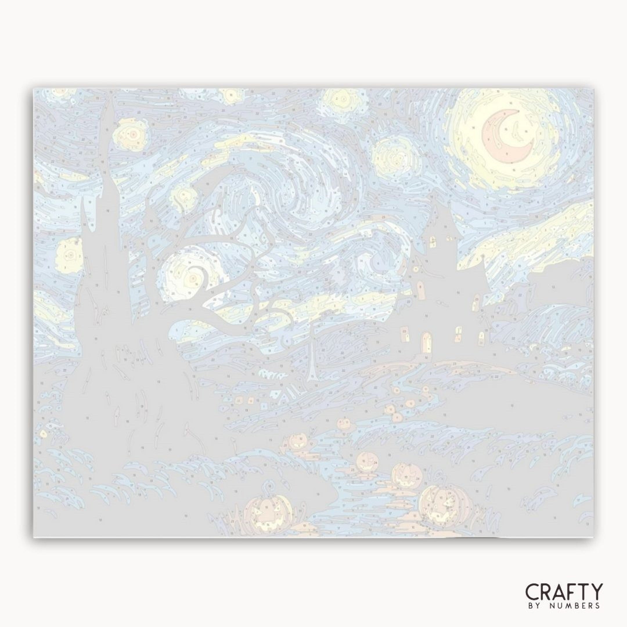 Holographic paper with starry night design and 'Crafty by Numbers' branding.