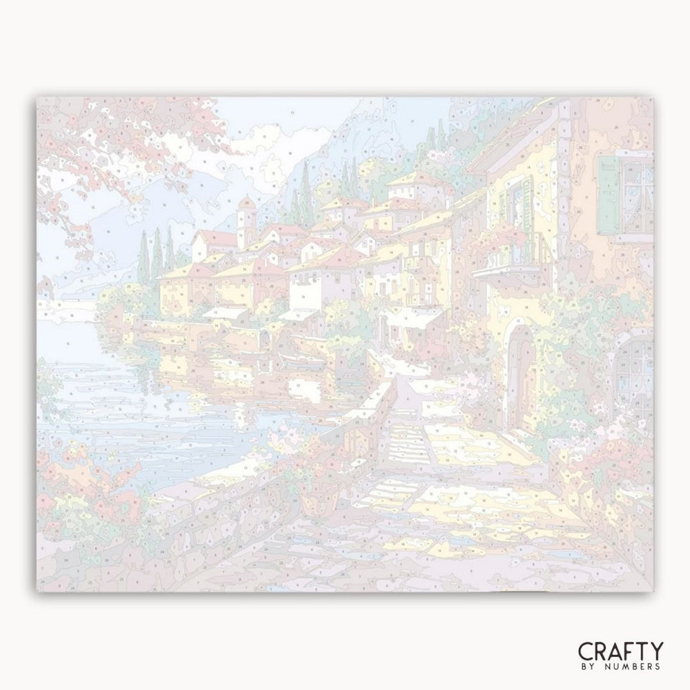 Iridescent foil paper with a scenic design of a house and trees, branded 'Crafty by Numbers'.