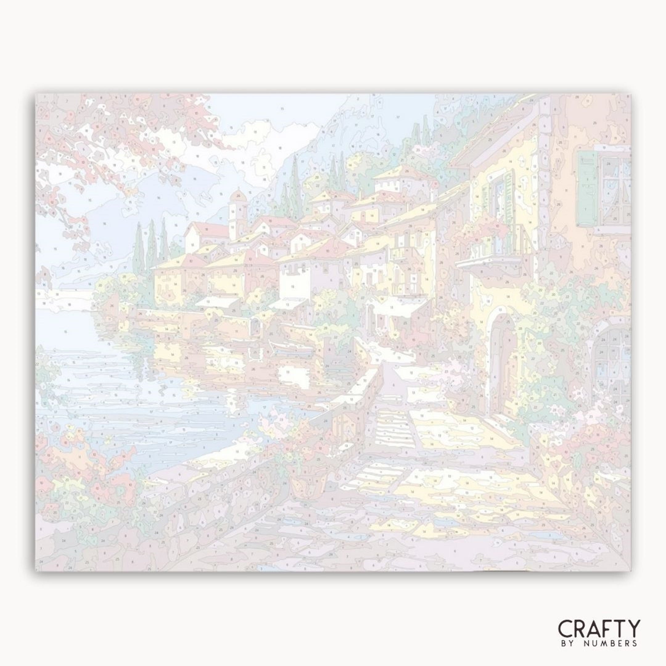 Iridescent foil paper with a scenic design of a house and trees, branded 'Crafty by Numbers'.