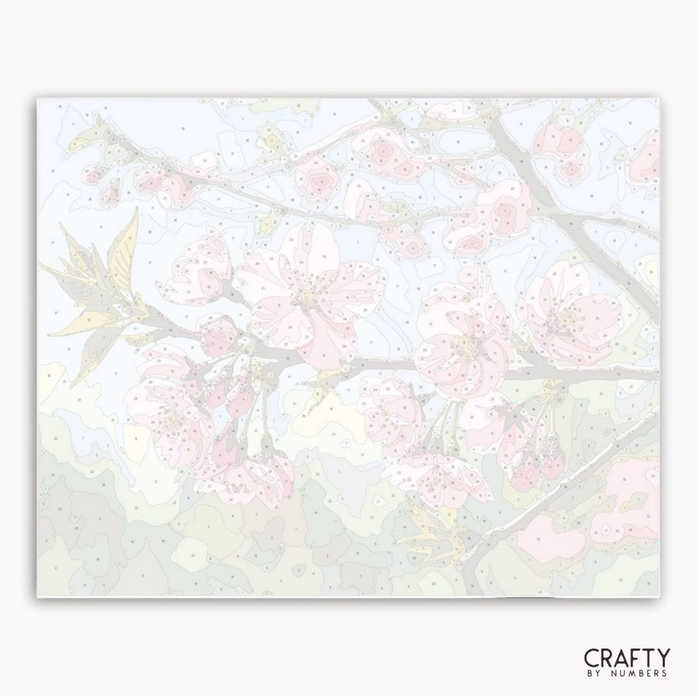 Pastel-colored floral pattern on a light background with 'Crafty by Numbers' branding.