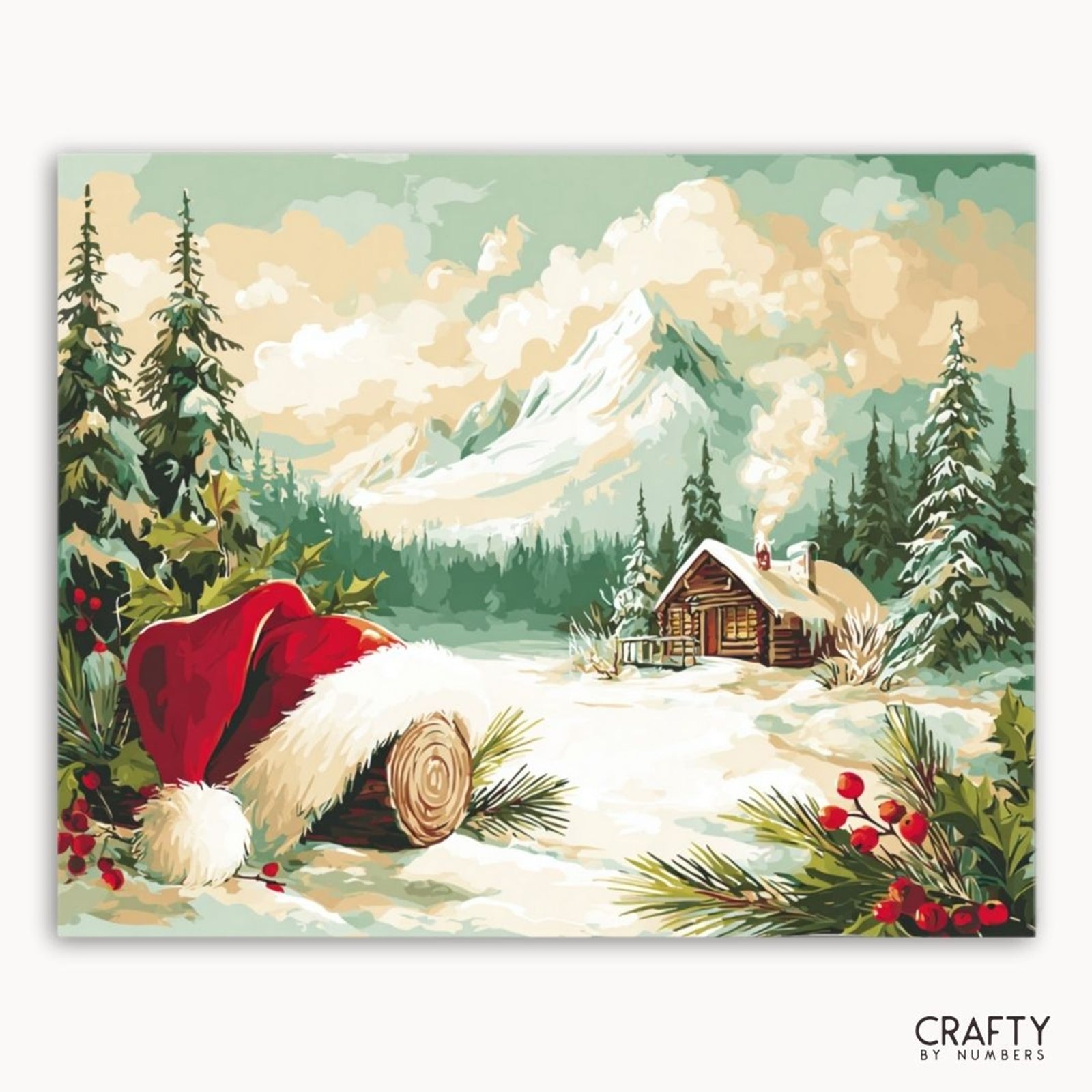 Cabin of Christmas Eve paint by numbers artwork