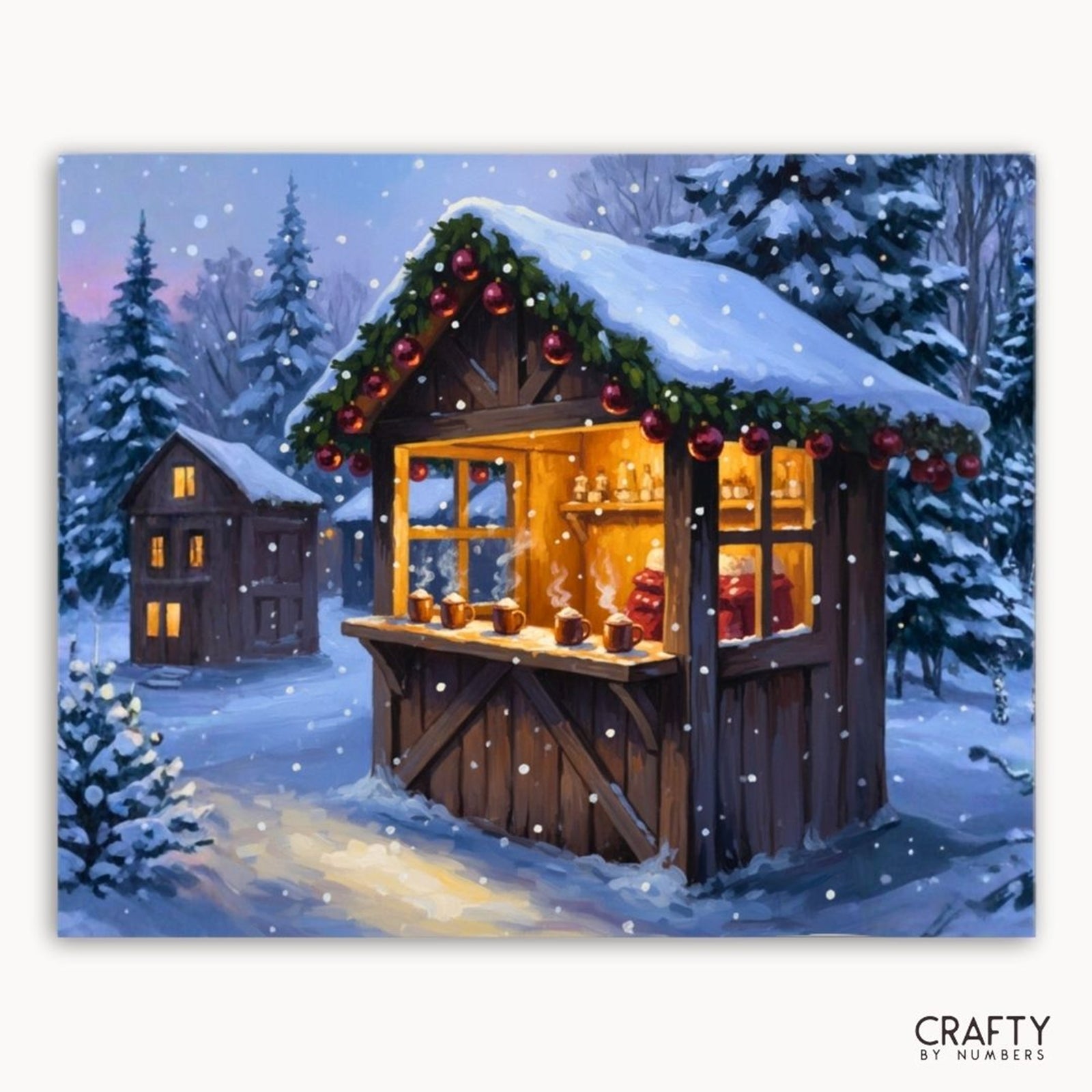 Warm Sips in Winter paint by numbers artwork
