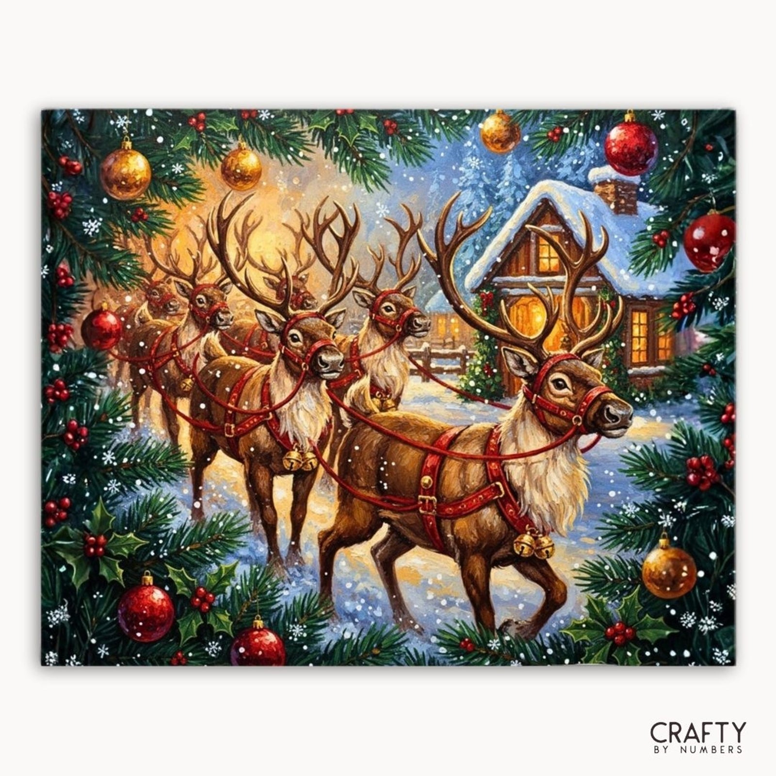 Hooves Before Christmas paint by numbers artwork