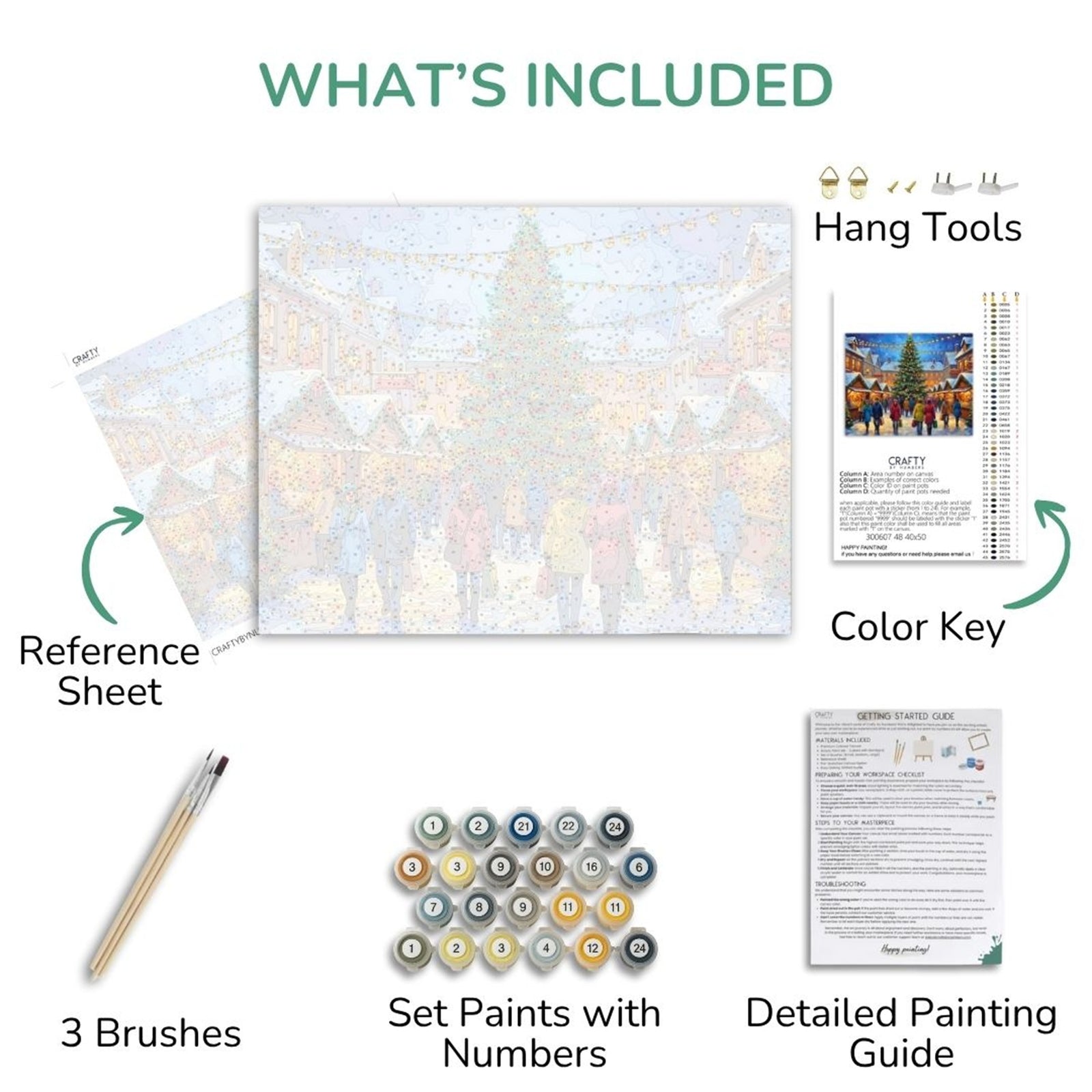 The Christmas Market Glow paint by numbers artwork