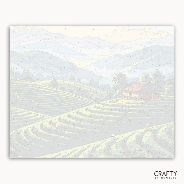 Abstract art print with wavy lines on a light gray background, labeled 'Crafty by Numbers'.