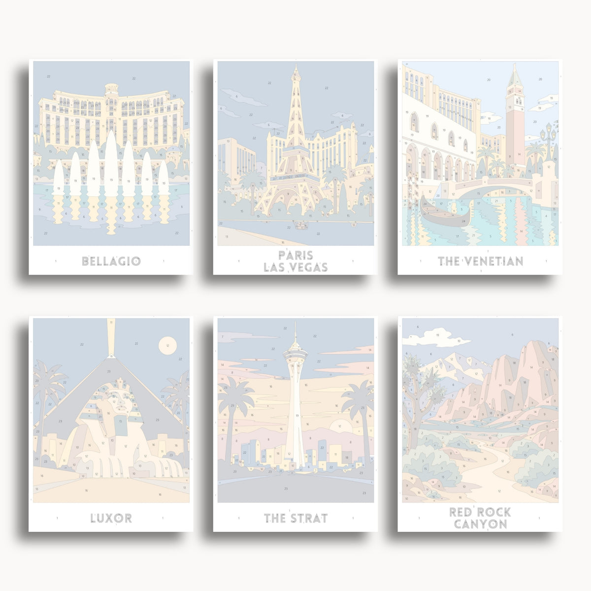 Las Vegas travel poster mini paint by numbers collection