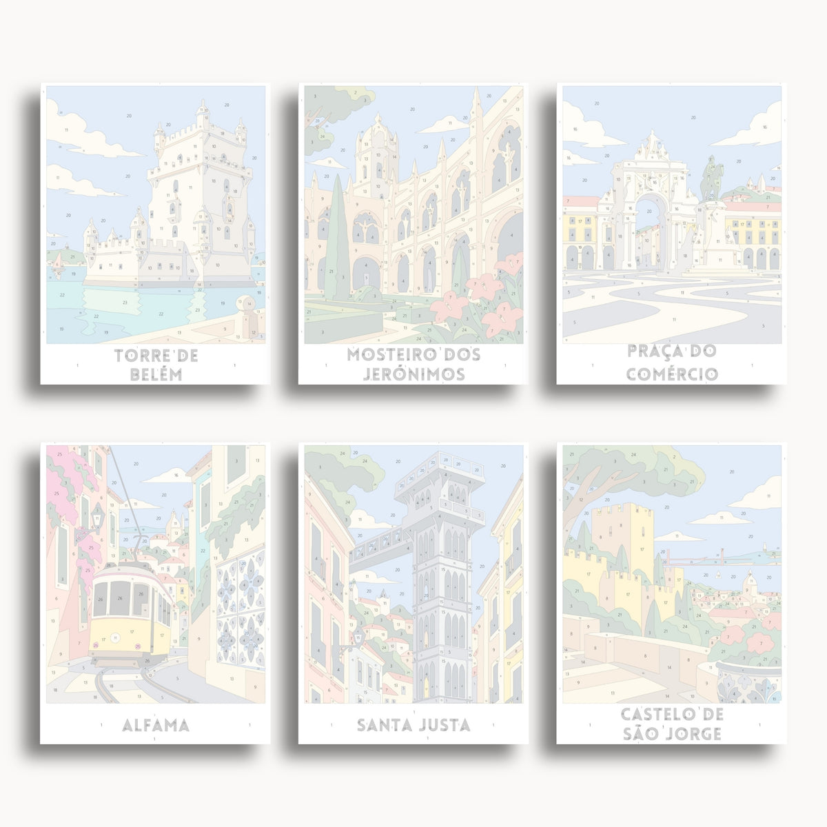 Lisbon travel poster mini paint by numbers collection