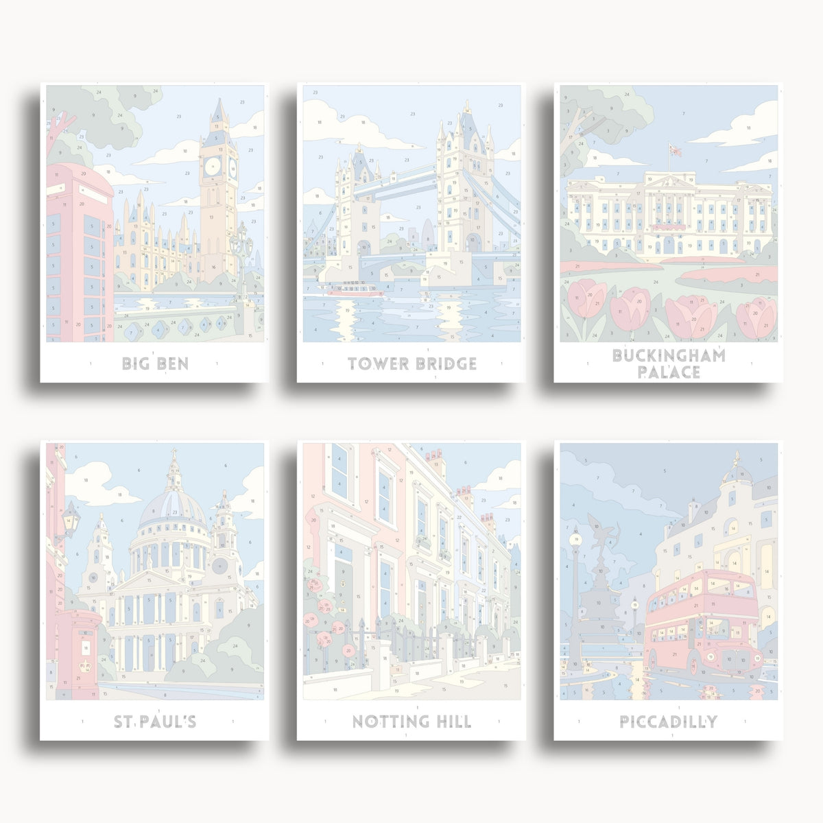 London travel poster mini paint by numbers collection