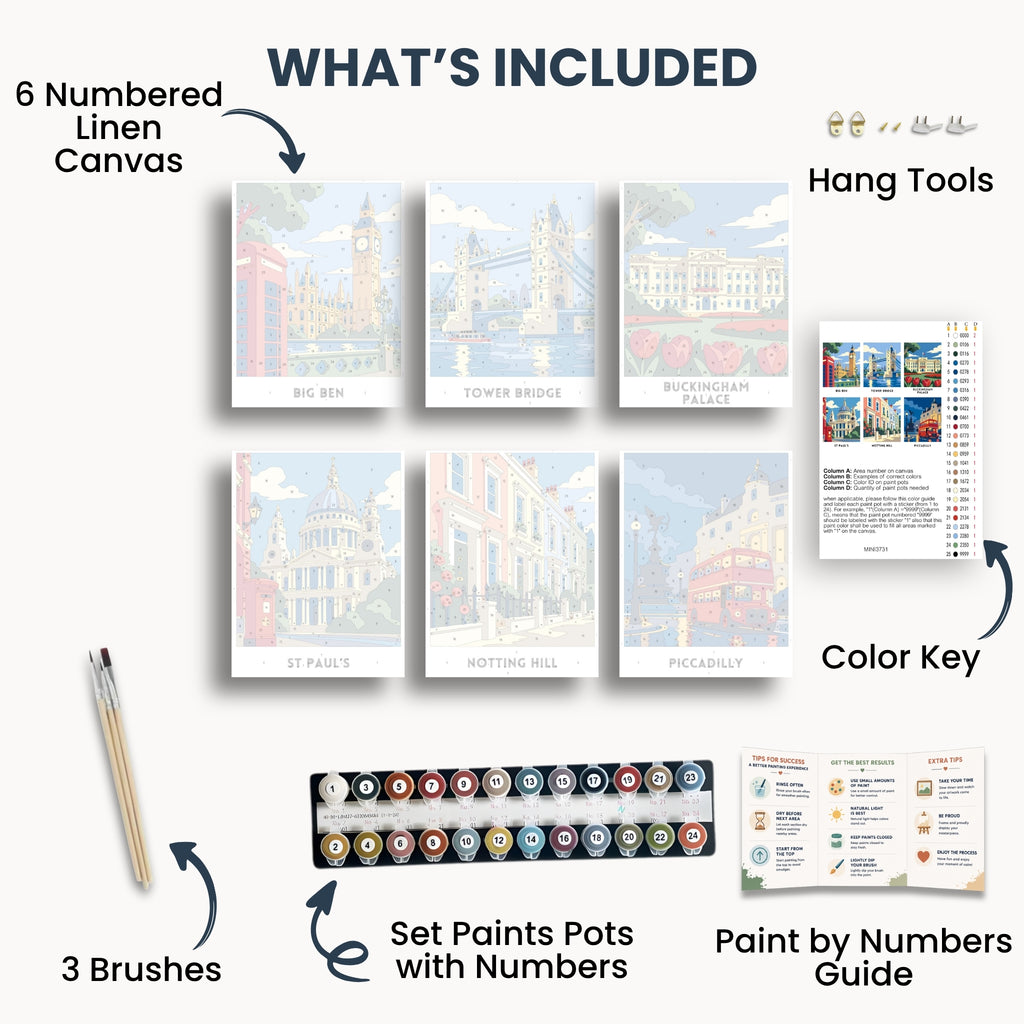 London travel poster mini paint by numbers collection