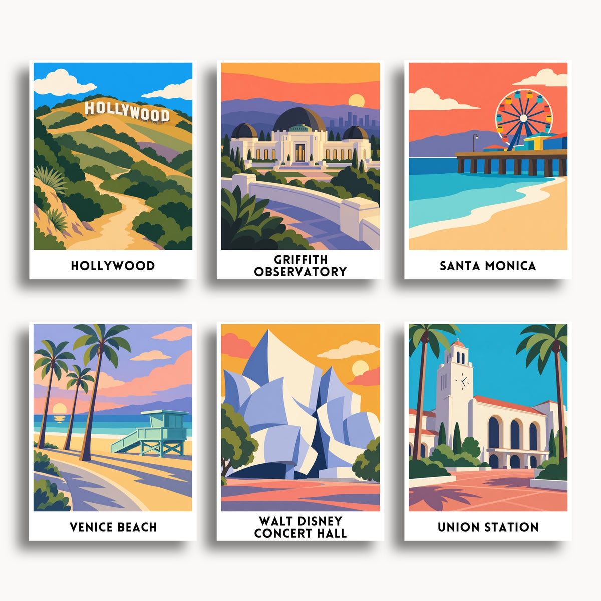 Los Angeles travel poster mini paint by numbers collection