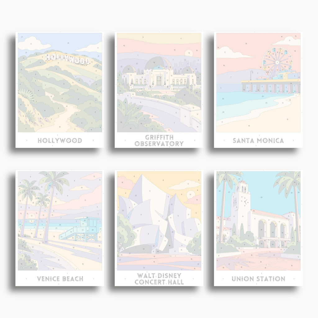 Los Angeles travel poster mini paint by numbers collection
