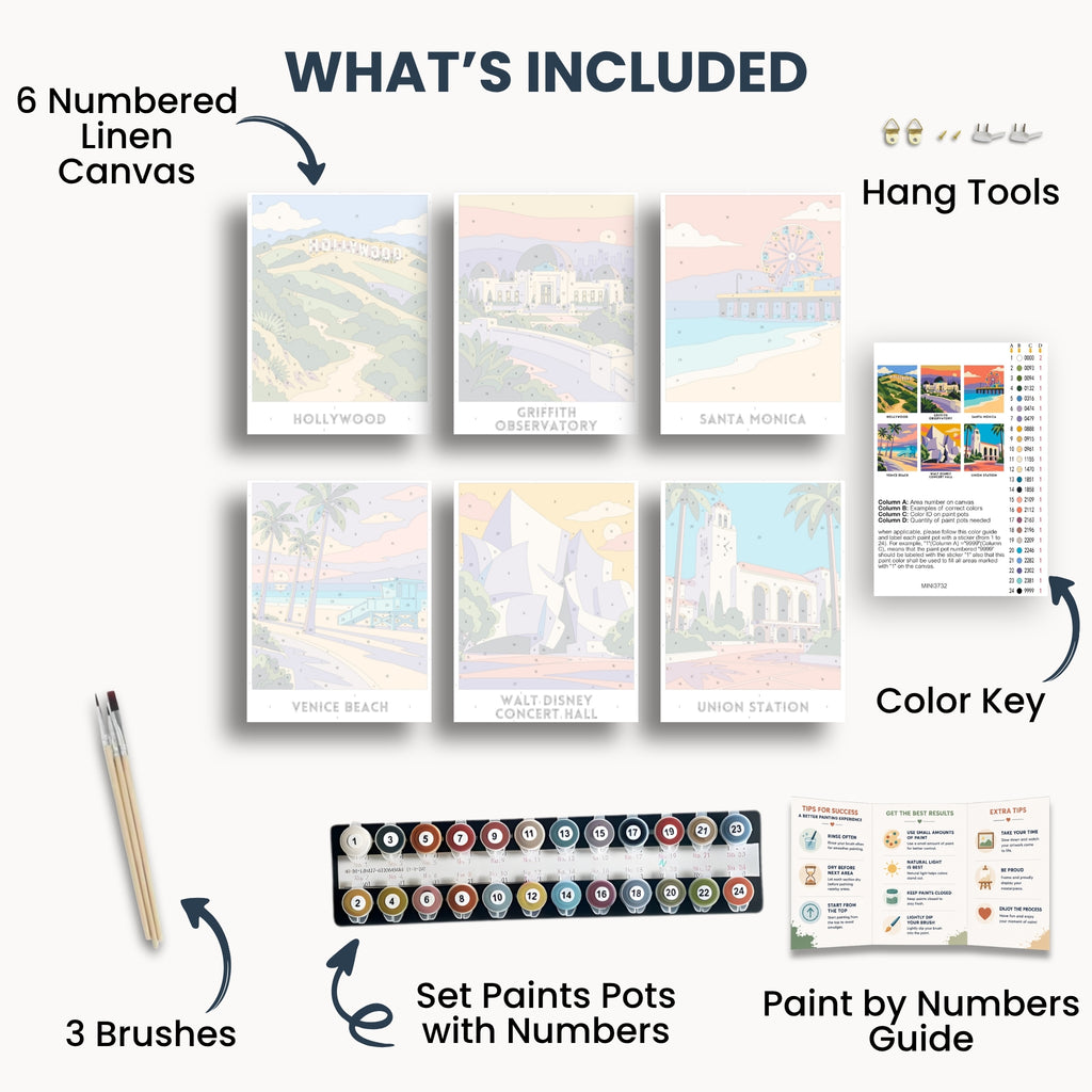 Los Angeles travel poster mini paint by numbers collection
