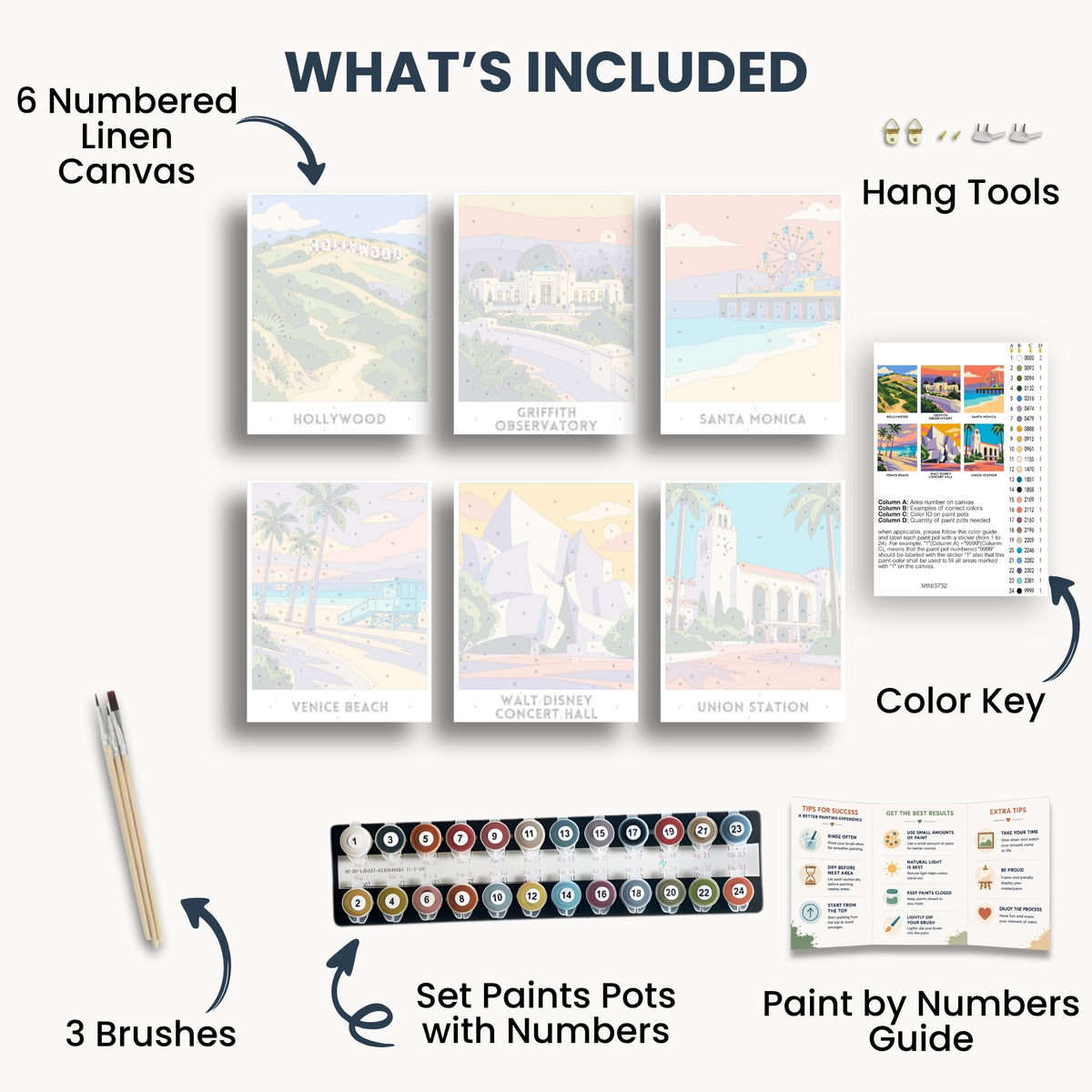 Los Angeles travel poster mini paint by numbers collection