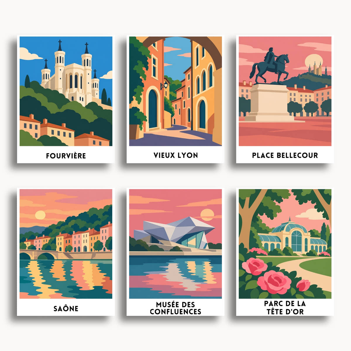 Lyon travel poster mini paint by numbers collection