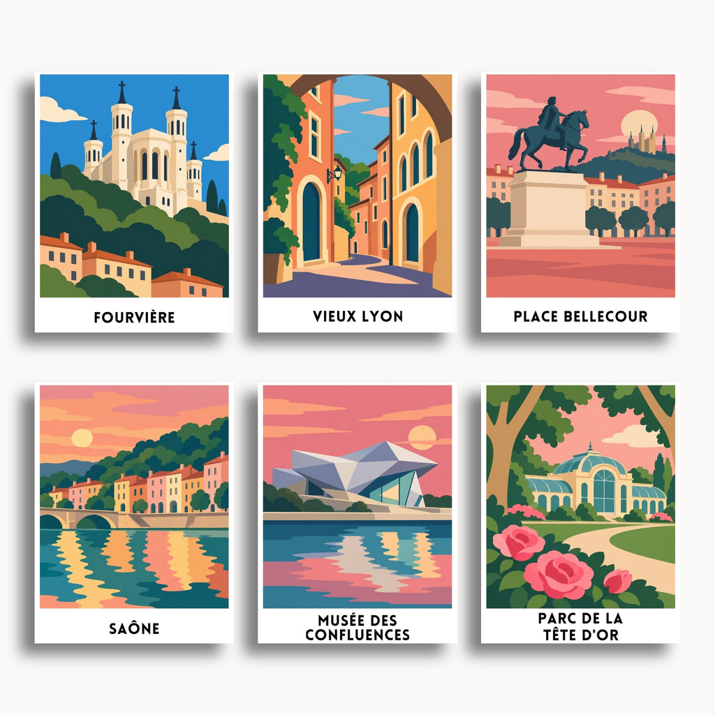 Lyon travel poster mini paint by numbers collection