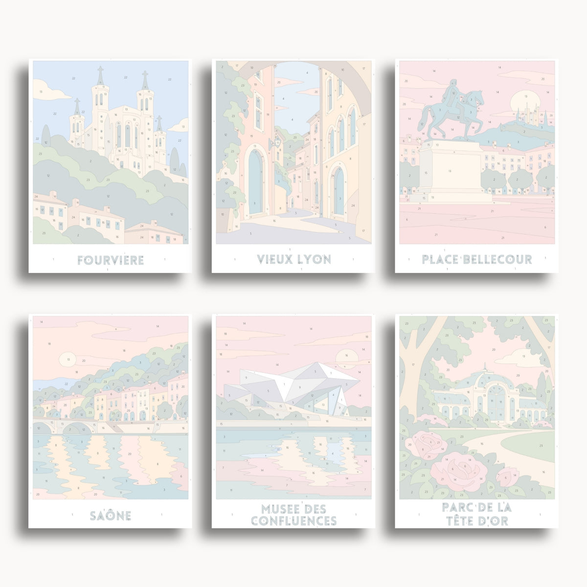 Lyon travel poster mini paint by numbers collection