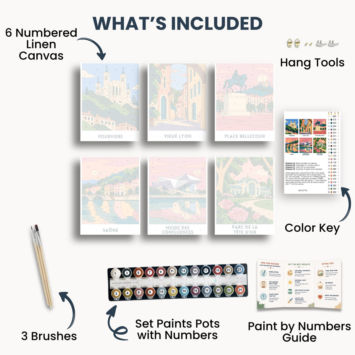 Lyon travel poster mini paint by numbers collection