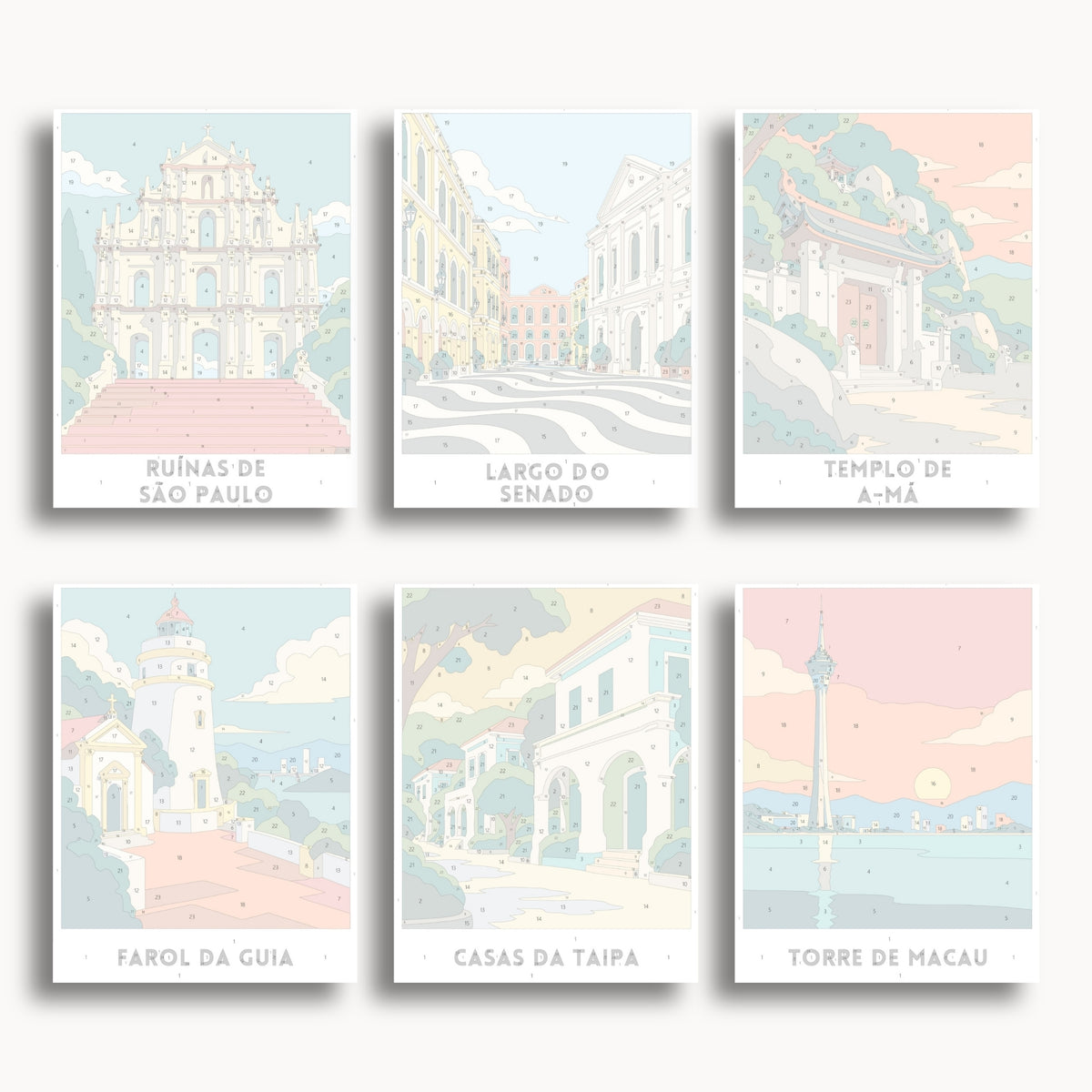 Macau travel poster mini paint by numbers collection