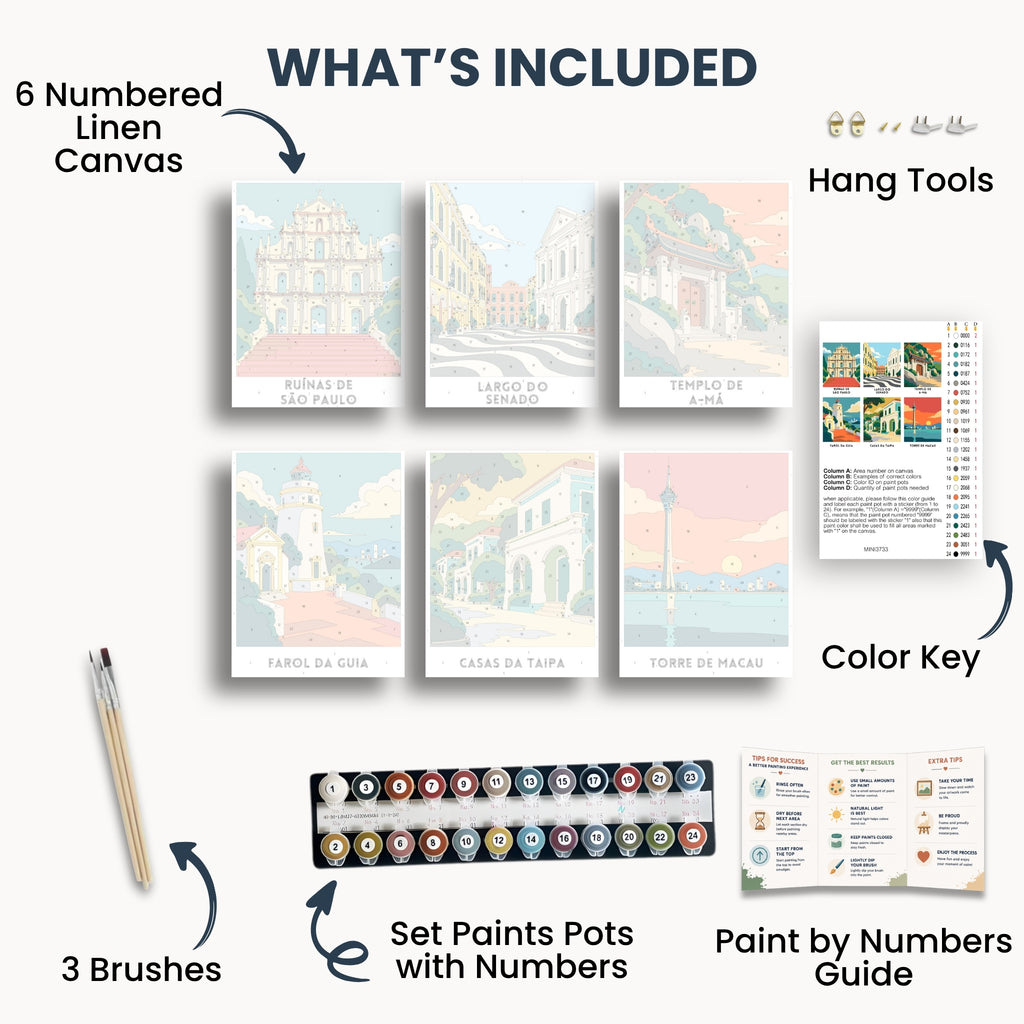 Macau travel poster mini paint by numbers collection