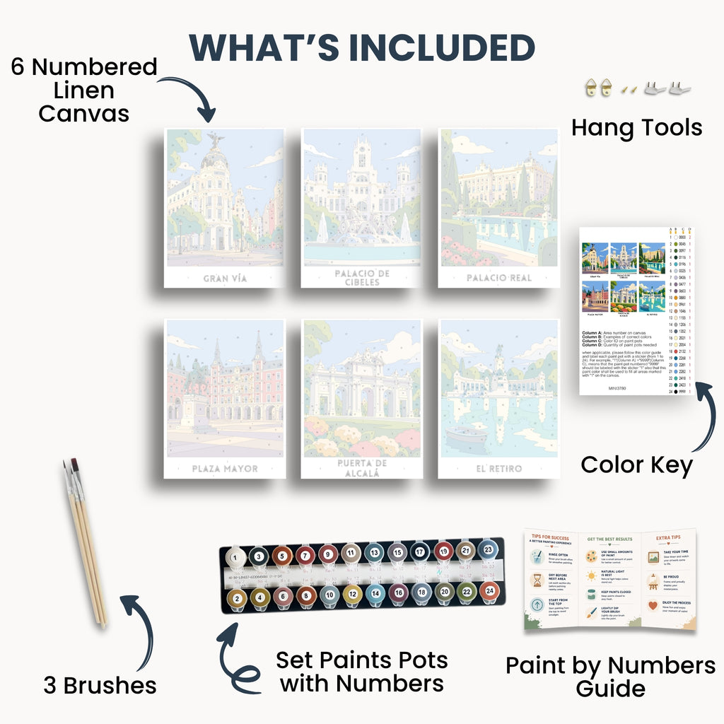 Madrid travel poster mini paint by numbers collection