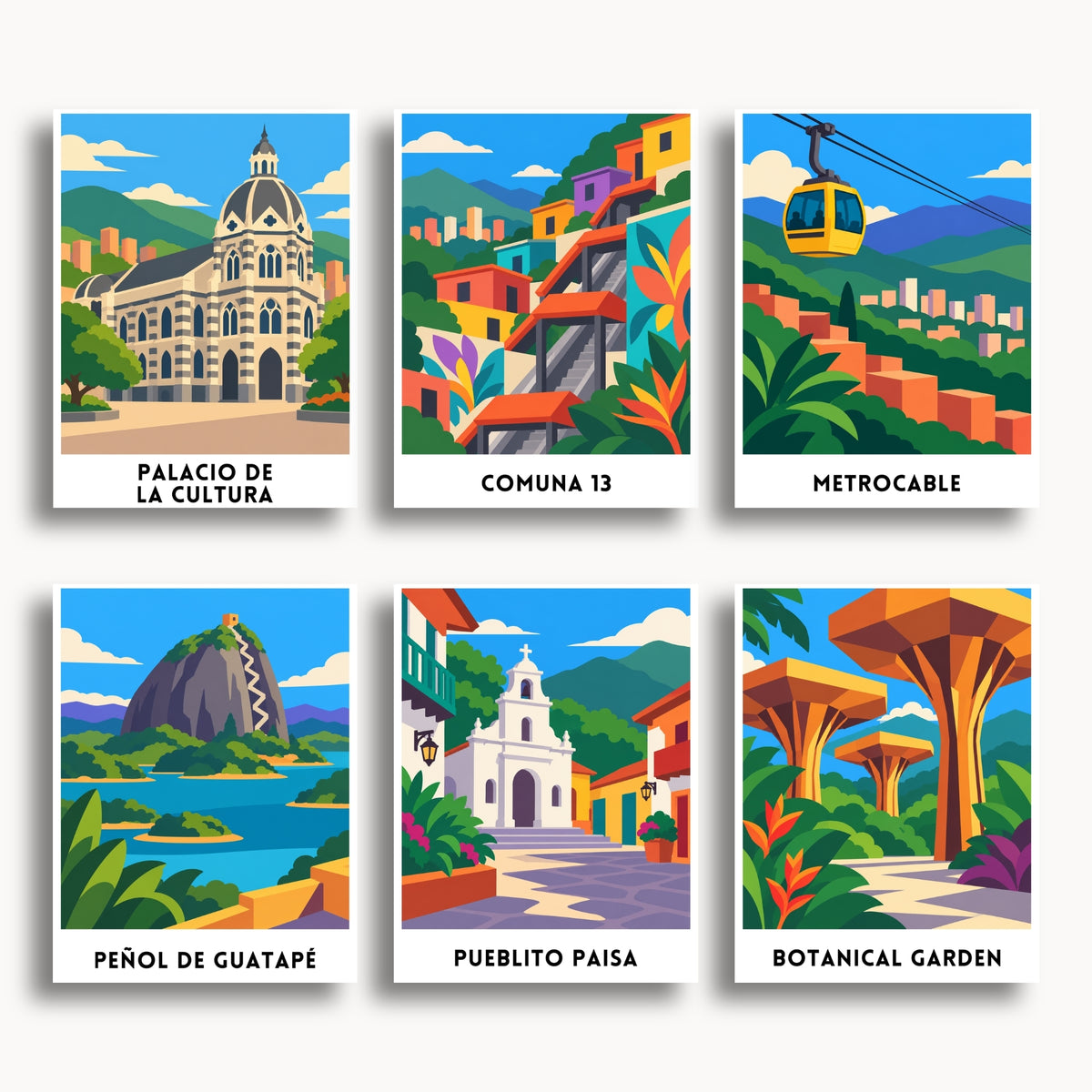 Medellín travel poster mini paint by numbers collection