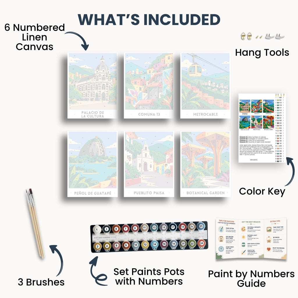 Medellín travel poster mini paint by numbers collection