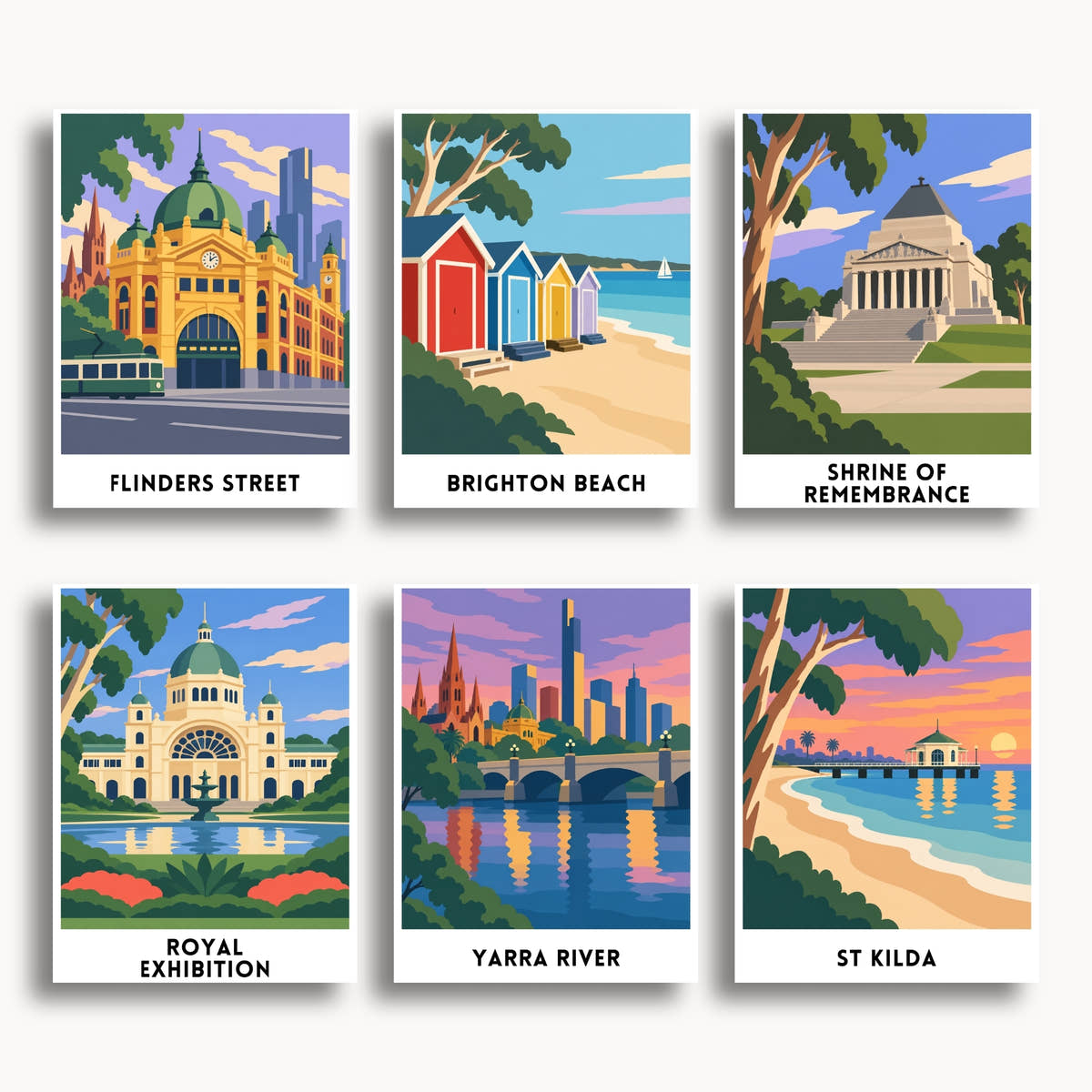 Melbourne travel poster mini paint by numbers collection