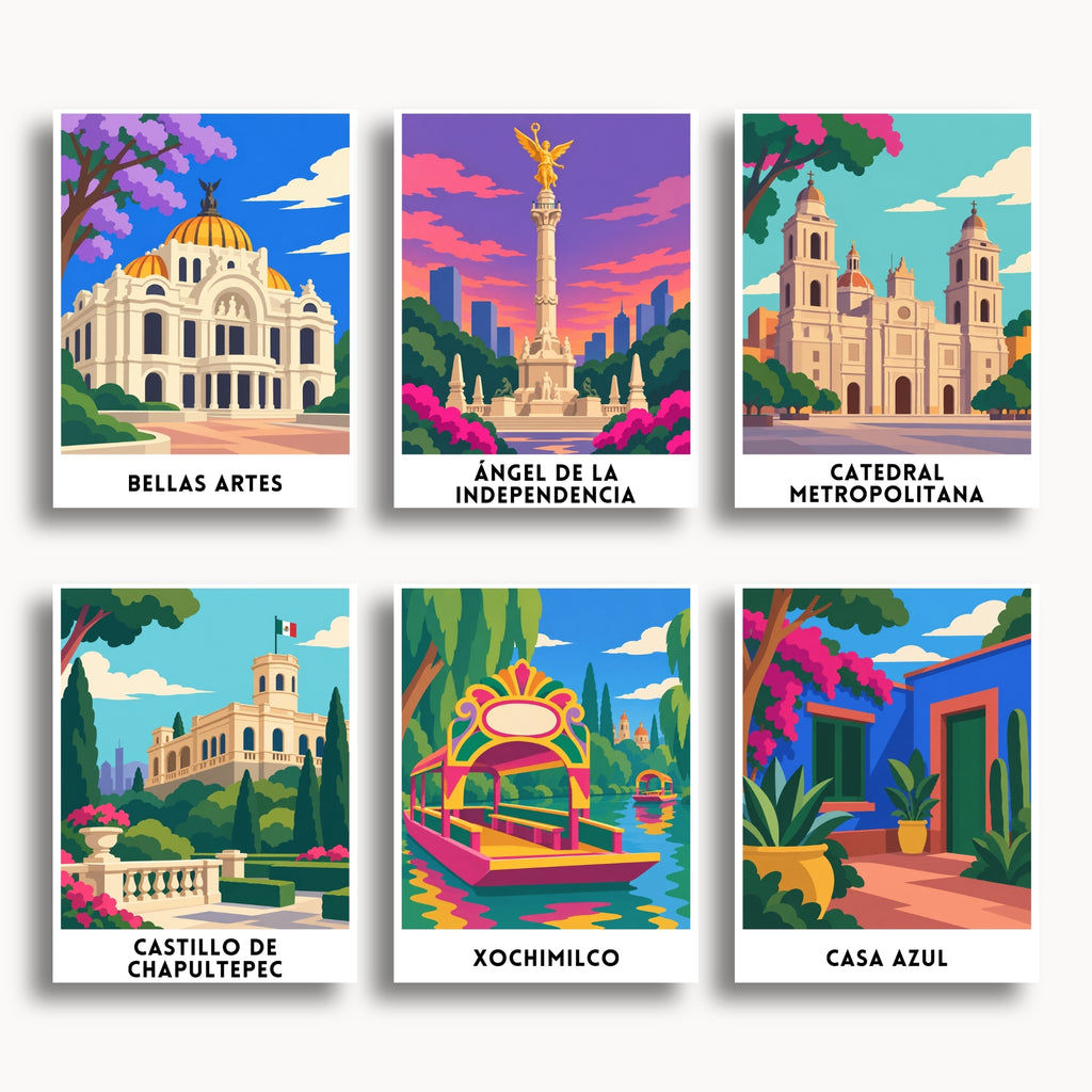 Mexico City travel poster mini paint by numbers collection