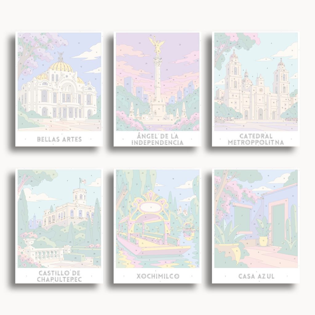 Mexico City travel poster mini paint by numbers collection