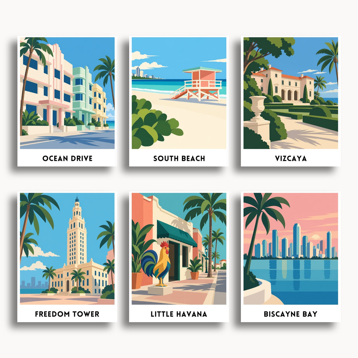 Miami travel poster mini paint by numbers collection
