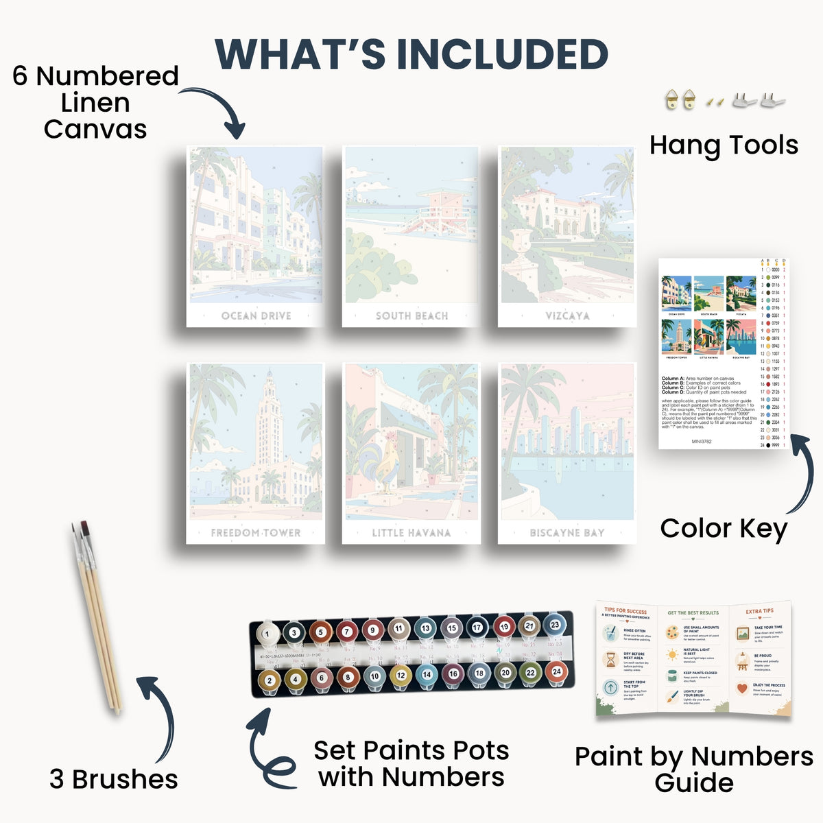 Miami travel poster mini paint by numbers collection