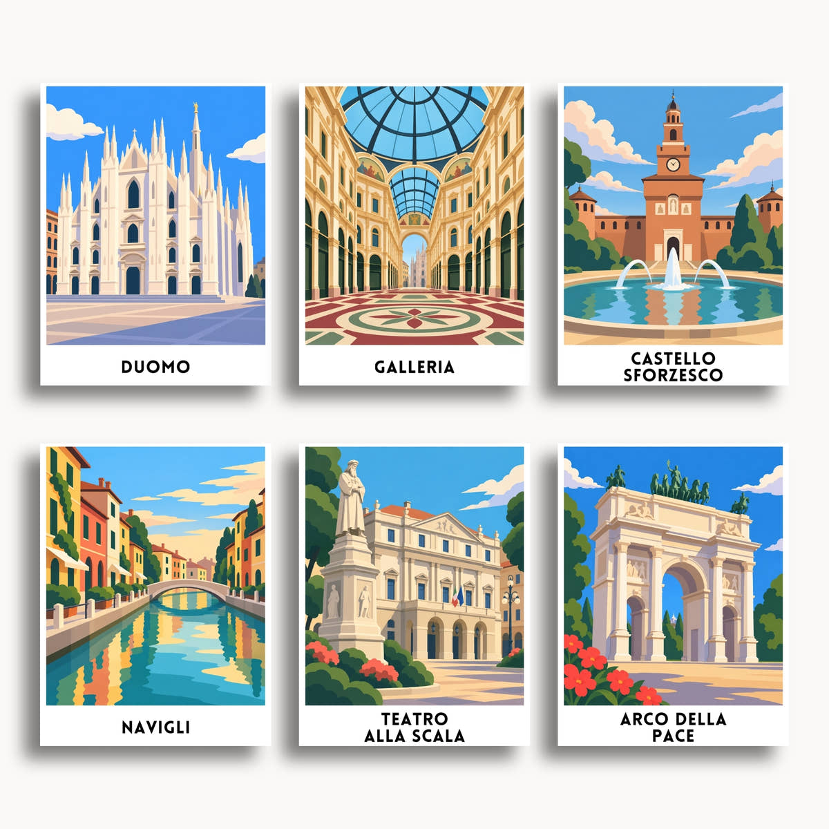 Milan travel poster mini paint by numbers collection