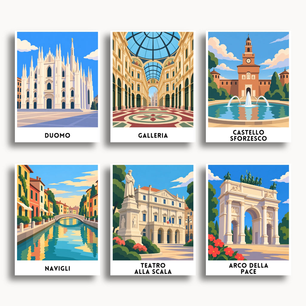 Milan travel poster mini paint by numbers collection